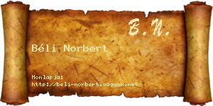 Béli Norbert névjegykártya